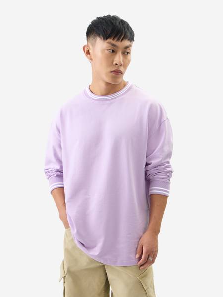The Souled Store Solid Men Round Neck Purple T-Shirt