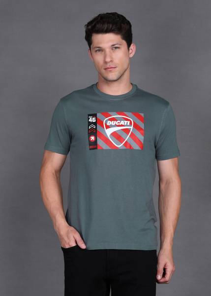 DUCATI Printed Men Round Neck Blue T-Shirt