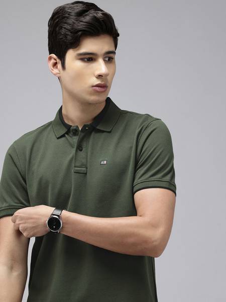 Arrow Sport Self Design Men Polo Neck Green T-Shirt