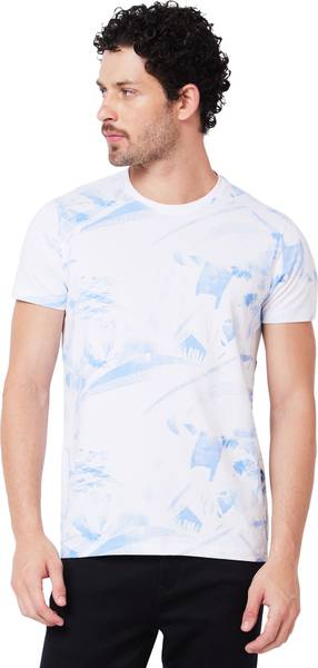 Spykar Printed Men Round Neck White T-Shirt