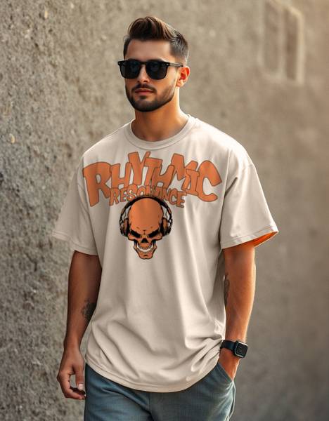 Veirdo Printed, Typography Men Round Neck Beige T-Shirt