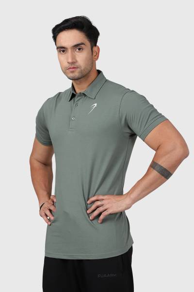 FuaarK Solid Men Polo Neck Green T-Shirt