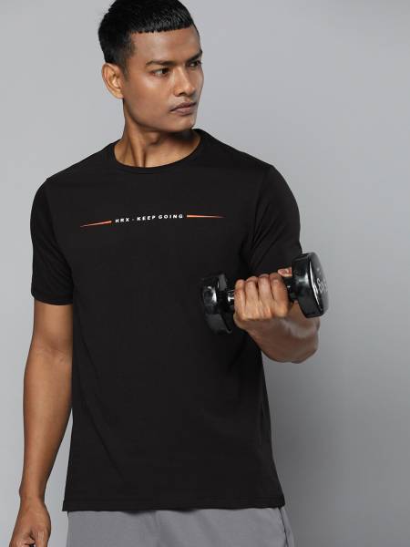 HRX by Hrithik Roshan Typography Men Round Neck Black T-Shirt