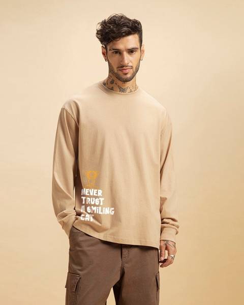 BEWAKOOF Graphic Print Men Round Neck Brown T-Shirt