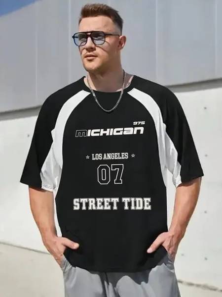 Jump Cuts Printed Men Round Neck Black, White T-Shirt