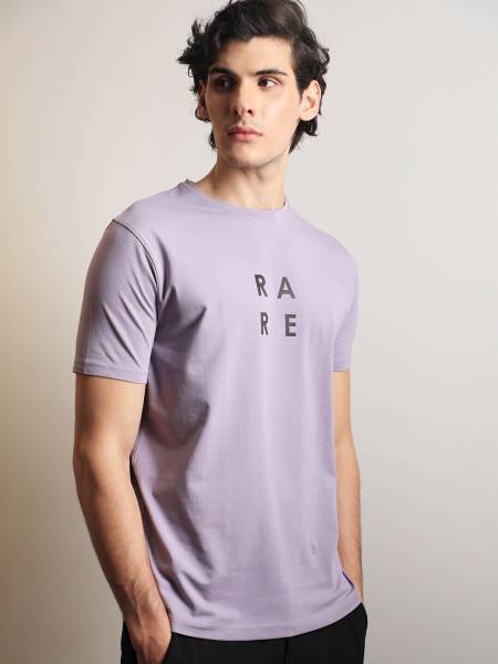 RARE RABBIT Solid Men Round Neck Purple T-Shirt