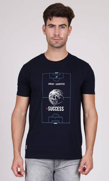 PRORIDERS Printed Men Round Neck Dark Blue T-Shirt