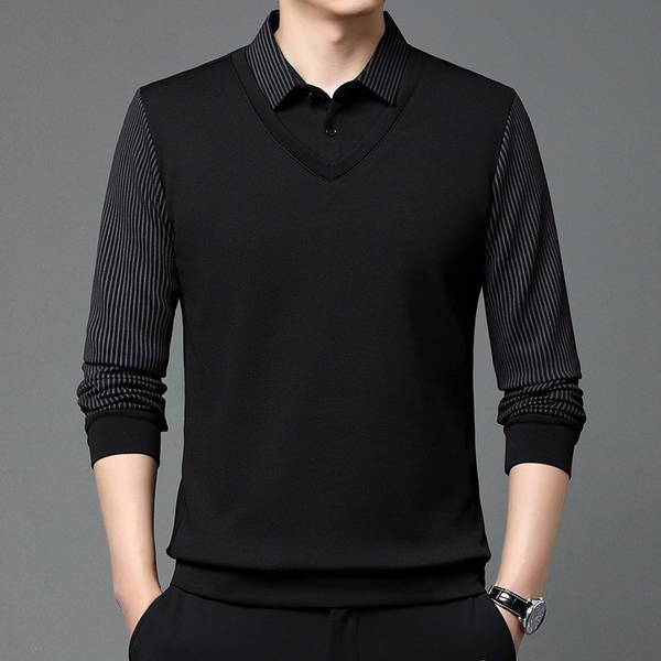 DLooK Designer Full Sleeve Solid, Self Design Men Sweatshirt