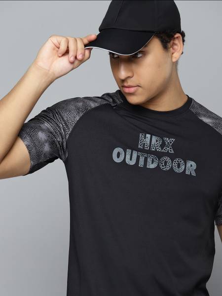HRX by Hrithik Roshan Printed, Typography Men Round Neck Black T-Shirt