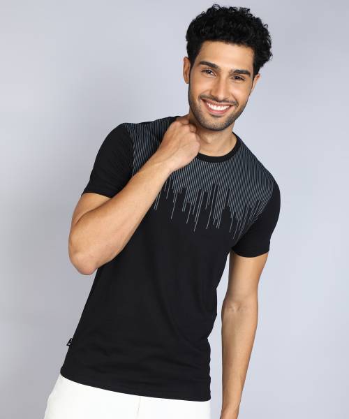 WROGN Printed Men Round Neck Black T-Shirt