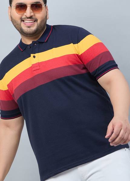 Austivo Striped Men Polo Neck Multicolor T-Shirt