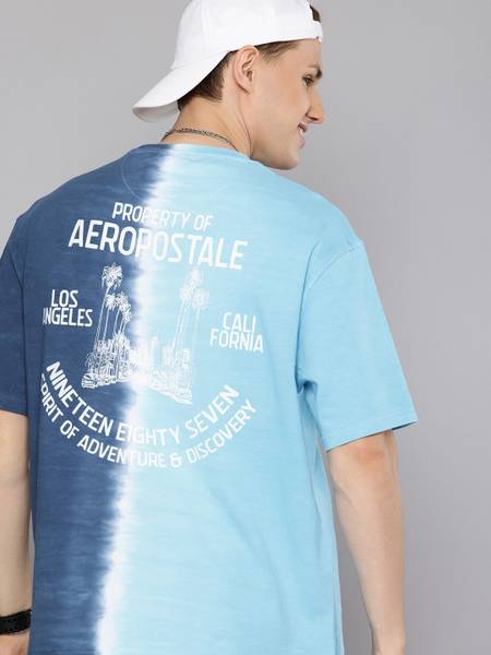 AEROPOSTALE Printed Men Round Neck Blue T-Shirt
