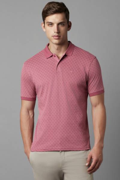 LOUIS PHILIPPE Printed Men Polo Neck Pink T-Shirt