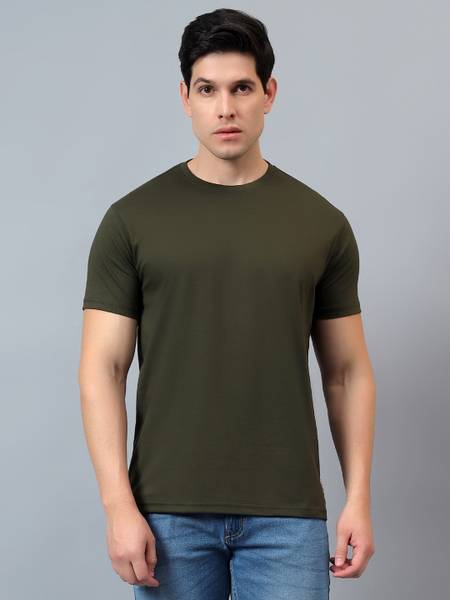 CANTABIL Solid Men Round Neck Green T-Shirt