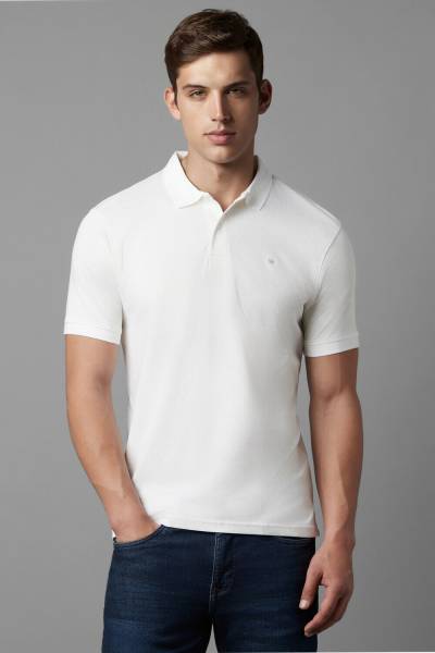 LOUIS PHILIPPE Solid Men Polo Neck White T-Shirt