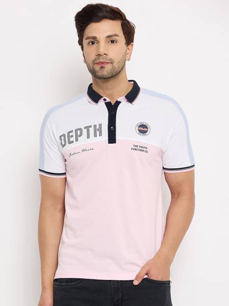 DUKE Colorblock, Typography Men Polo Neck Multicolor T-Shirt