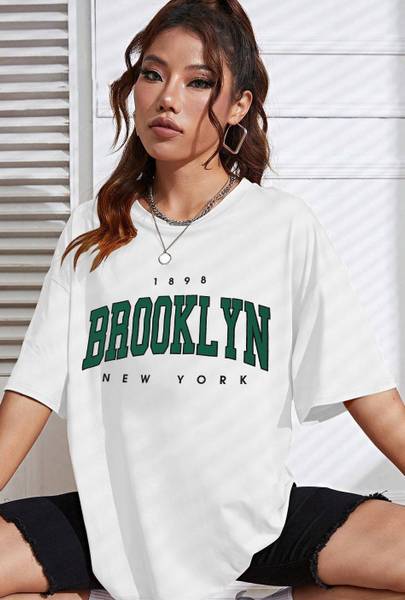 NATRIS Typography Women Round Neck White T-Shirt
