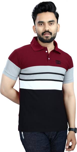 Shivshkti Enterprise Colorblock Men Polo Neck Maroon T-Shirt