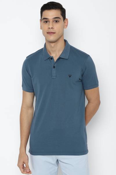 Allen Solly Solid Men Polo Neck Grey T-Shirt