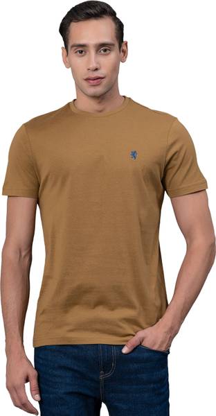 RED TAPE Solid Men Round Neck Brown T-Shirt