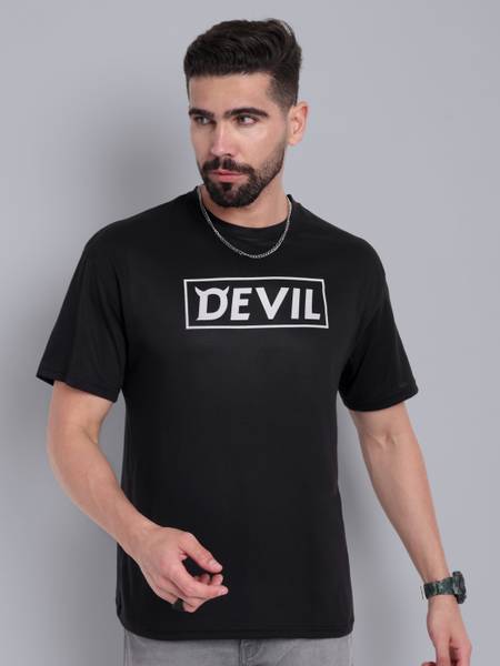 Go Devil Printed Men Round Neck Black T-Shirt