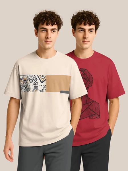 Bullmer Graphic Print Men Round Neck Multicolor T-Shirt