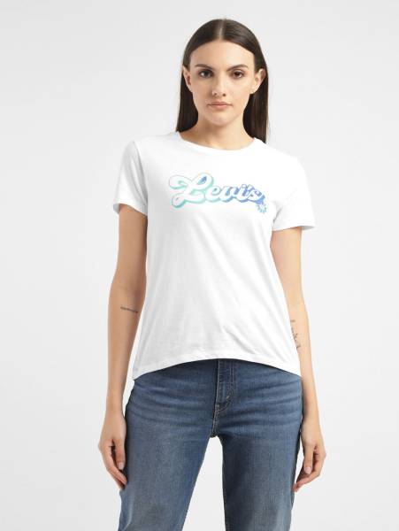LEVI'S Graphic Print Women Crew Neck White T-Shirt