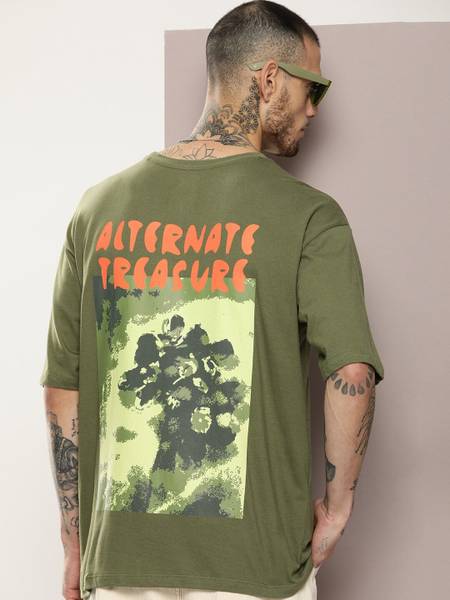 Kook N Keech Printed Men Round Neck Green T-Shirt