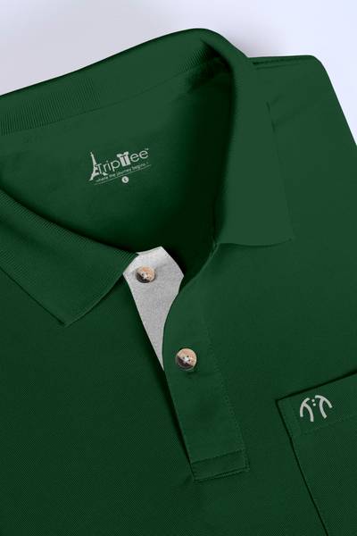 Triptee Solid Men Polo Neck Dark Green T-Shirt