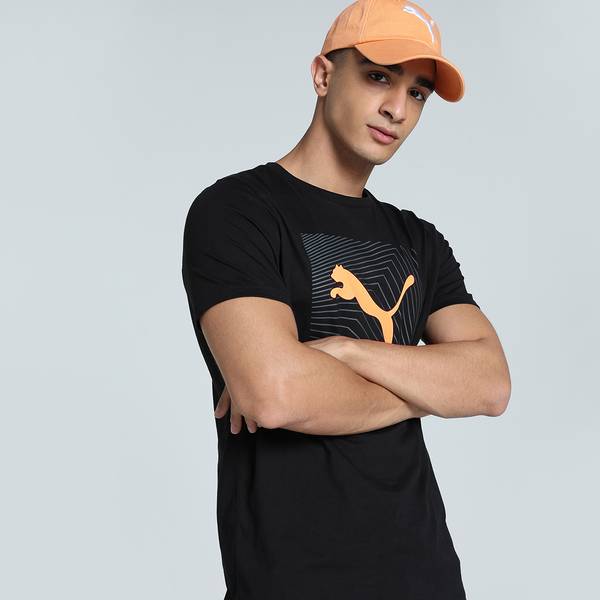 PUMA Graphic Print Men Crew Neck Black T-Shirt