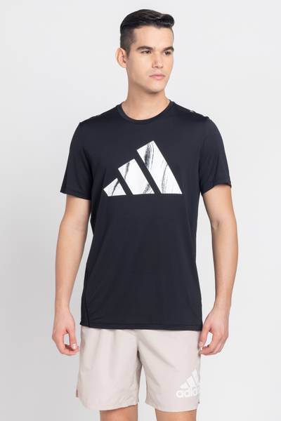 ADIDAS Printed Men Crew Neck Black T-Shirt