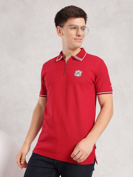 NAUTICA Printed Men Polo Neck Red T-Shirt