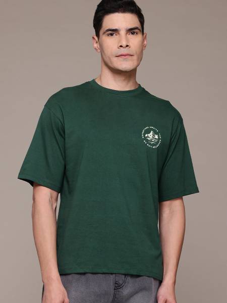 Roadster Printed Men Round Neck Green T-Shirt