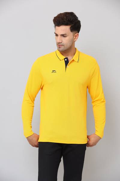 SHIV-NARESH Solid Men Polo Neck Yellow T-Shirt