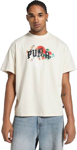PUMA Printed Men Crew Neck White T-Shirt