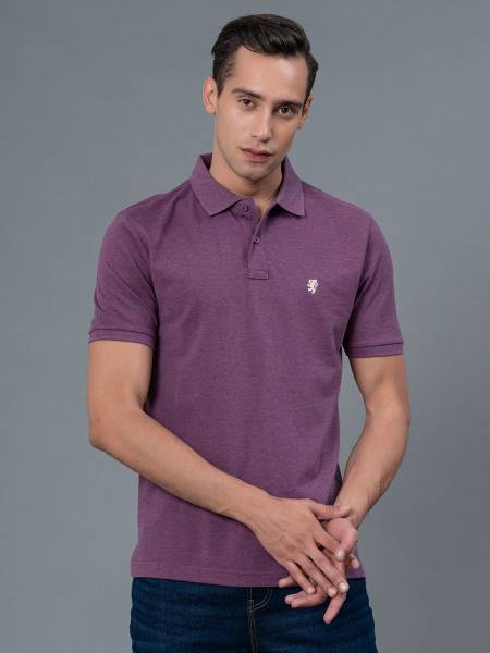 RED TAPE Solid Men Polo Neck Purple T-Shirt