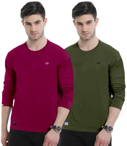 Triptee Solid Men Round Neck Multicolor T-Shirt
