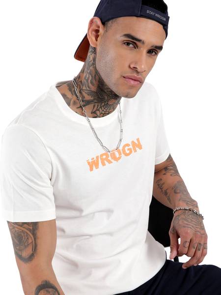 WROGN Solid Men Crew Neck White T-Shirt