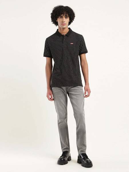 LEVI'S Solid Men Polo Neck Black T-Shirt