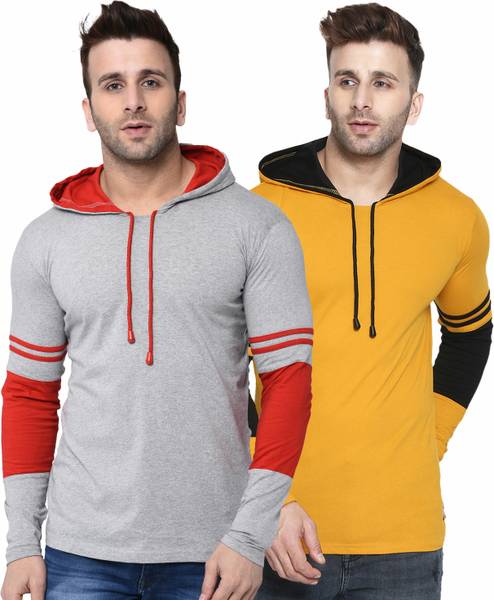 HELMONT Colorblock Men Hooded Neck Multicolor T-Shirt