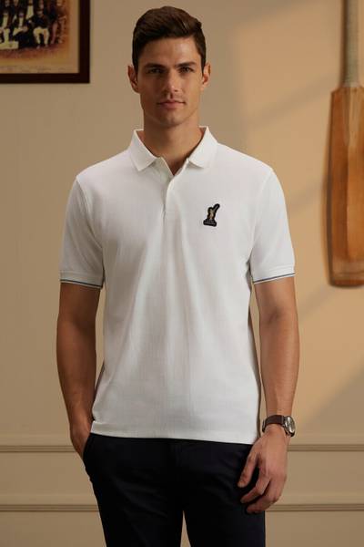 PETER ENGLAND Solid Men Round Neck White T-Shirt