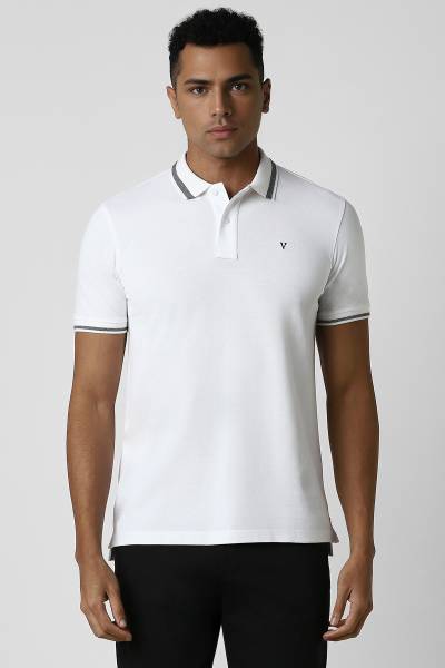 VAN HEUSEN SPORT Solid Men Polo Neck White T-Shirt