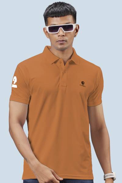 3BROS Solid Men Polo Neck Brown T-Shirt