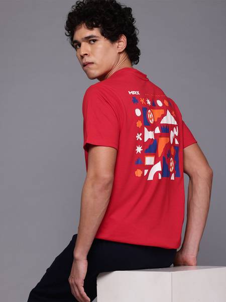 HRX by Hrithik Roshan Printed Men Round Neck Red T-Shirt