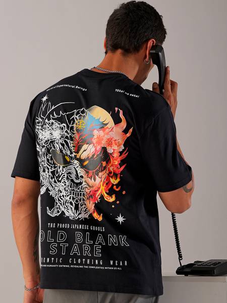 The Indian Garage Co. Printed Men Crew Neck Black T-Shirt