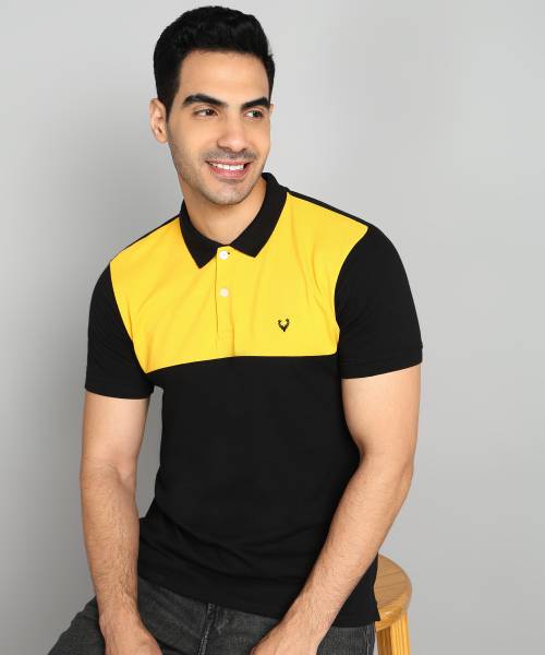 Allen Solly Colorblock Men Polo Neck Black T-Shirt