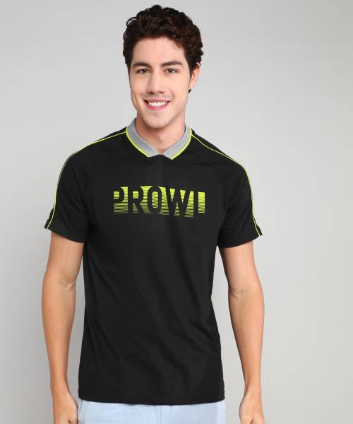 Tiger Shroff - PROWL Printed Men Polo Neck Black T-Shirt