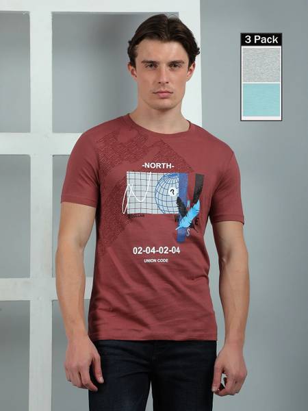 Dollar Printed Men Round Neck Multicolor T-Shirt