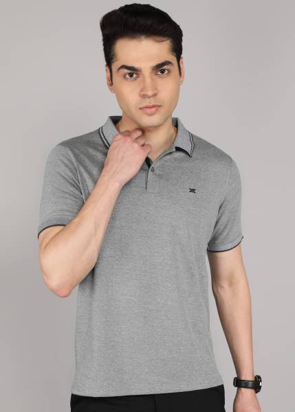 KILLER Solid Men Polo Neck Grey T-Shirt