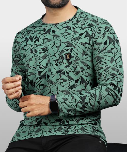 VeBNoR Printed Men Round Neck Green T-Shirt
